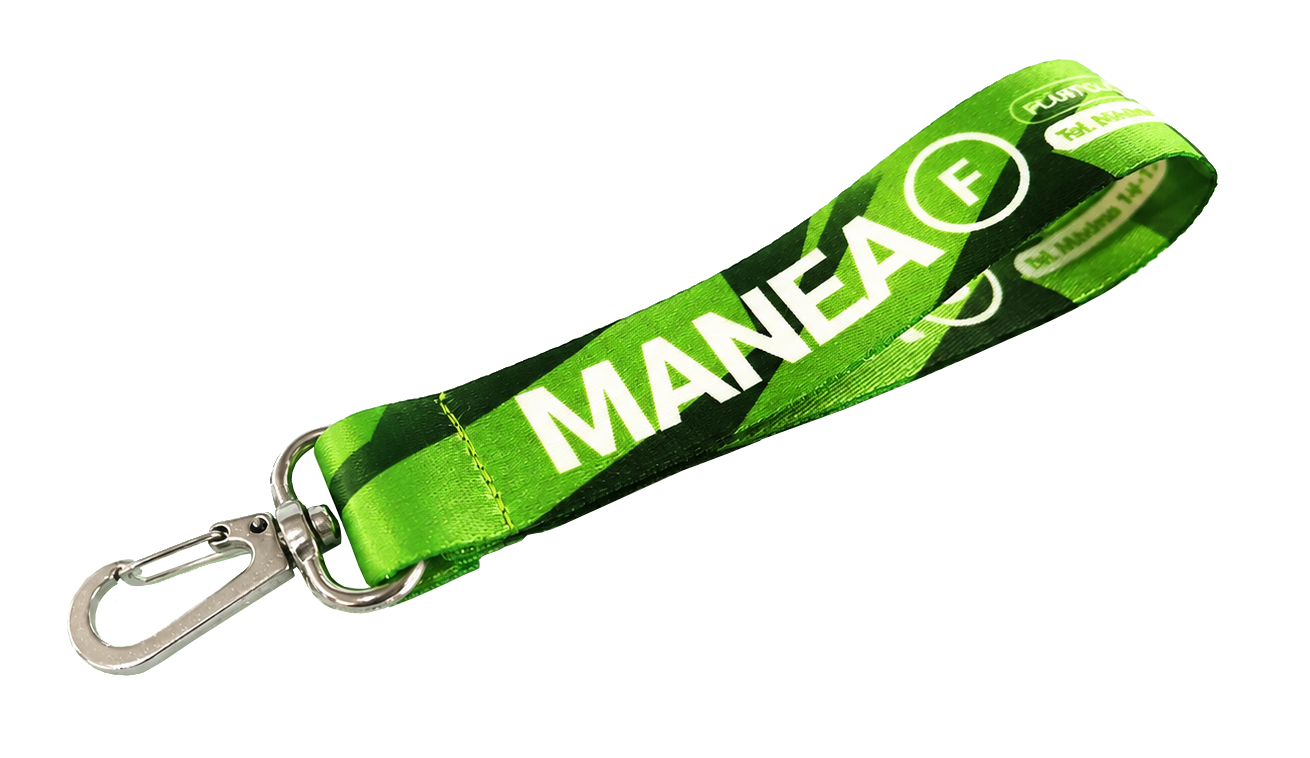 Manea verde personalizada con cinta de raso sublimada