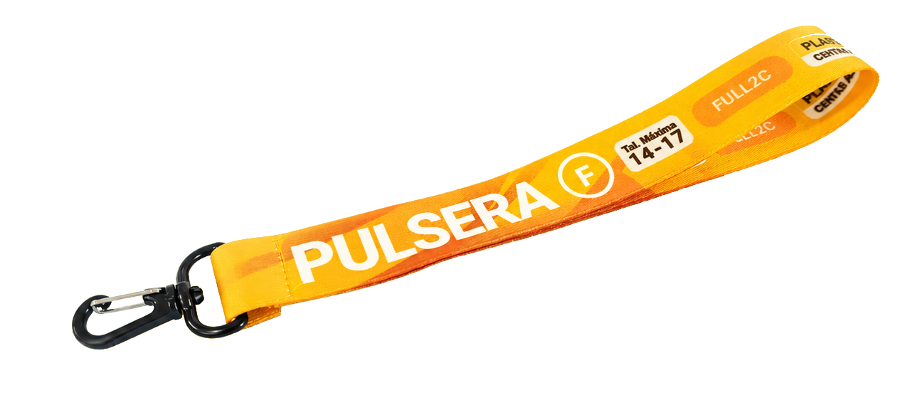 Pulsera naranja personalizada con cinta de raso sublimada